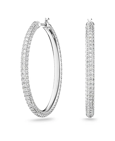 Swarovski Silver-Tone Crystal Medium Hoop Earrings, 1.37"