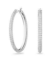 Swarovski Silver-Tone Crystal Medium Hoop Earrings, 1.37"