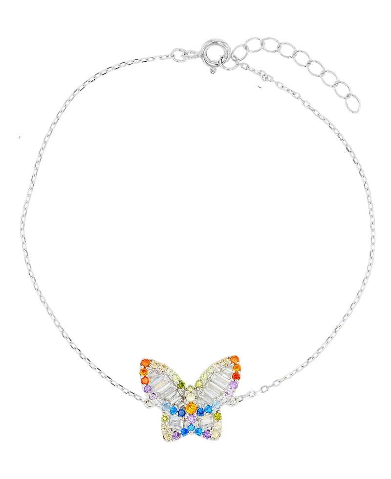 Multicolor Butterfly Anklet in Sterling Silver