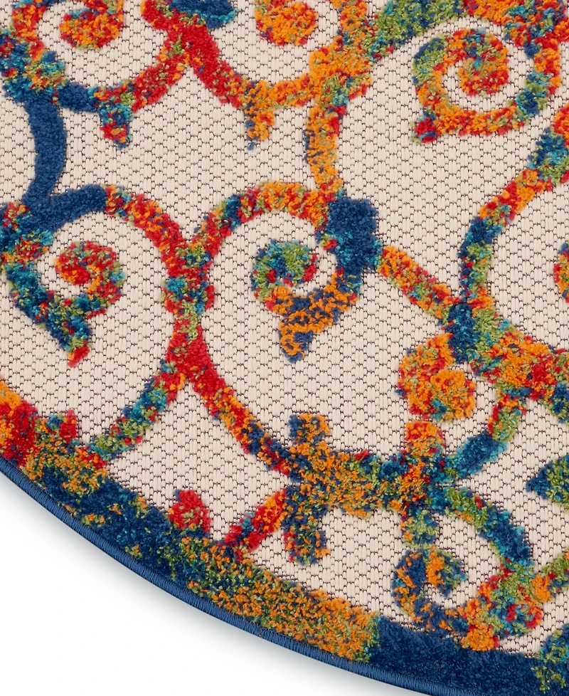 Nourison Home Aloha ALH21 5'3" x 5'3" Round Outdoor Area Rug