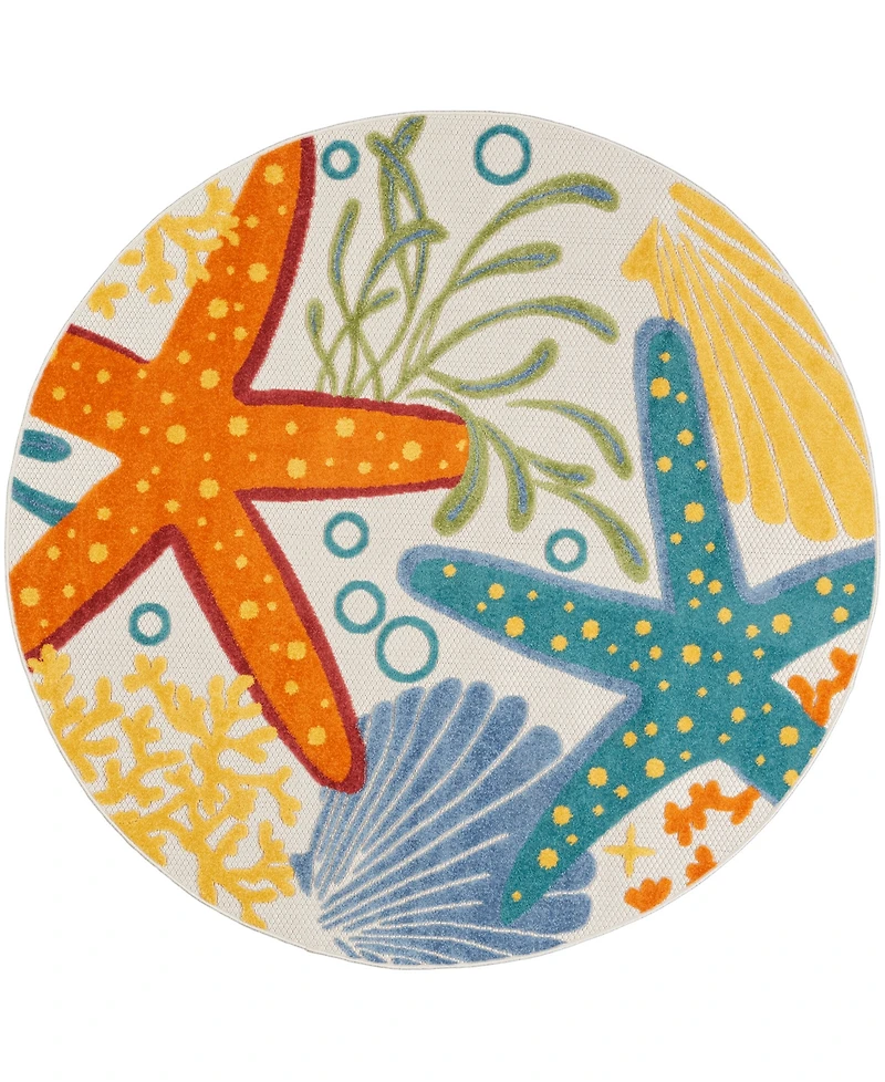 Nourison Home Aloha ALH24 5'3" x 5'3" Round Outdoor Area Rug