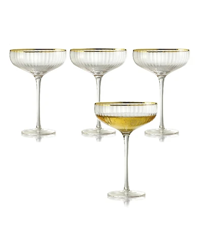 Qualia Glass Rocher Cocktail Coupe Glasses, Set of 4, 12.5 Oz