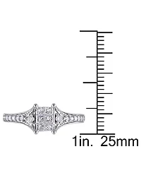 Diamond Emerald Cluster Engagement Ring (1/2 ct. t.w.) 14k White Gold