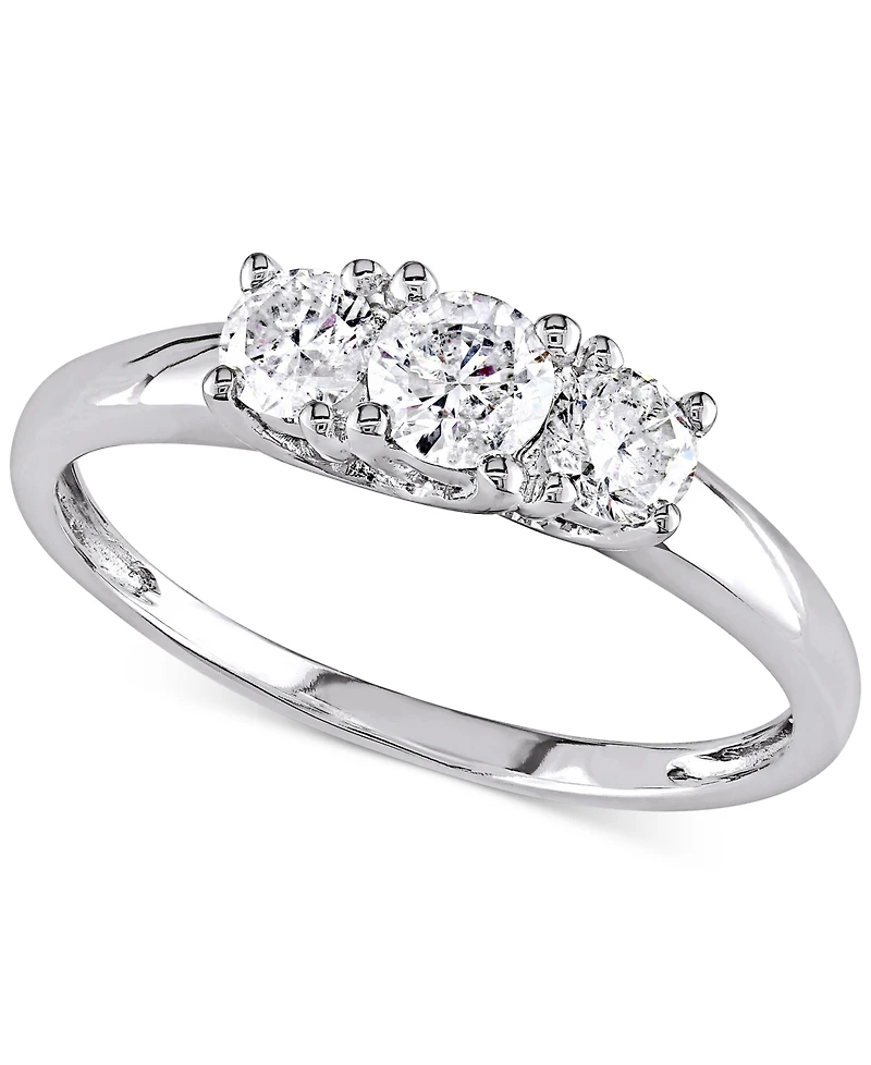 Diamond Three Stone Engagement Ring (1/2 ct. t.w.) 14k White Gold