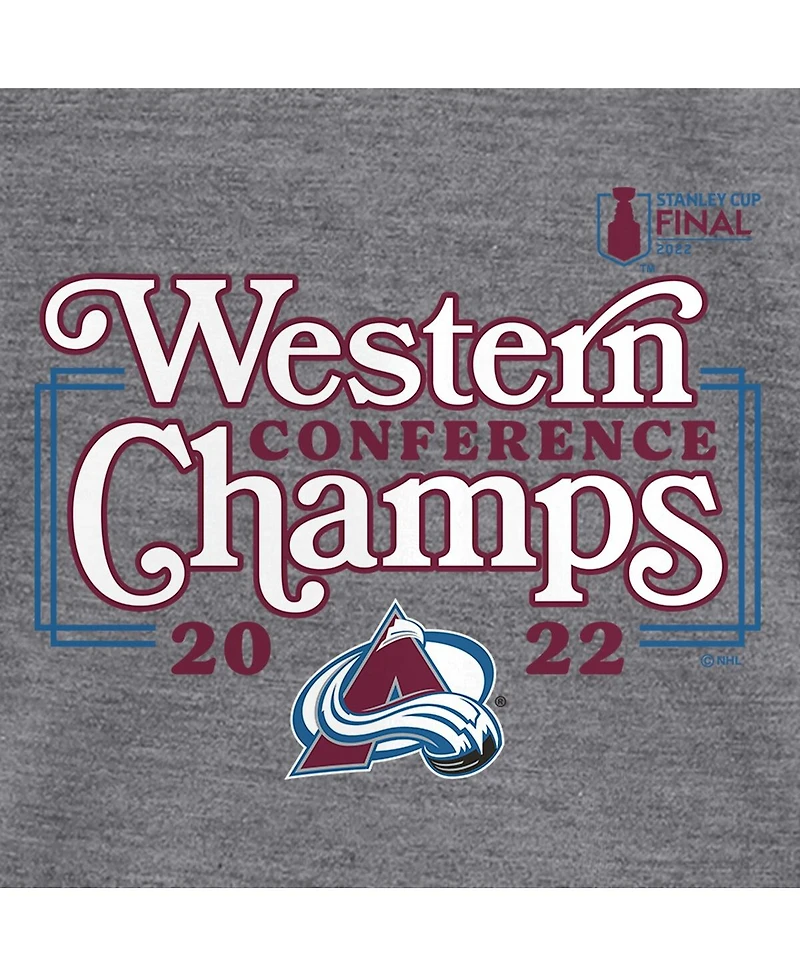 Women's Fanatics Heathered Gray Colorado Avalanche 2022 Western Conference Champions Line Shift V-Neck T-shirt