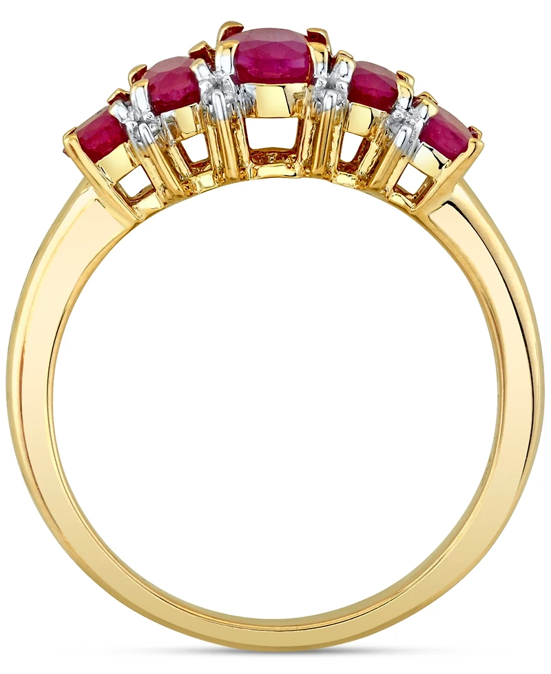 Ruby (1-3/4 ct. t.w.) & Diamond (1/20 ct. t.w.) Oval Cluster Ring in 10k Gold