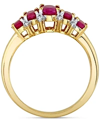 Ruby (1-3/4 ct. t.w.) & Diamond (1/20 ct. t.w.) Oval Cluster Ring in 10k Gold
