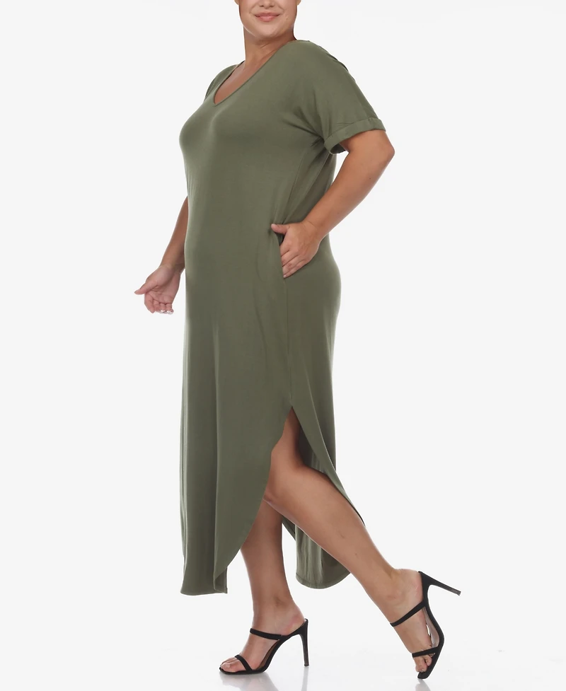 Plus Short Sleeve V-neck Maxi Dress