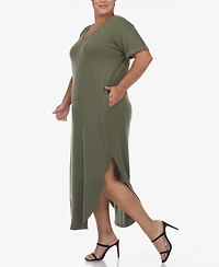 Plus Short Sleeve V-neck Maxi Dress