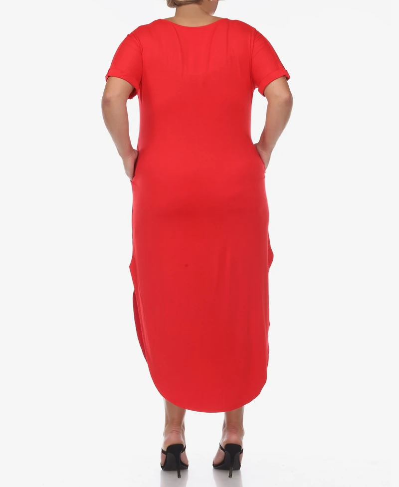 Plus Short Sleeve V-neck Maxi Dress