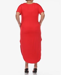 Plus Short Sleeve V-neck Maxi Dress