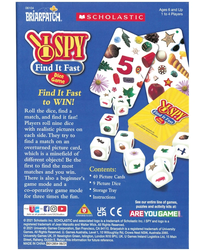 Briarpatch I Spy Find It Fast Dice Game Set, 51 Piece