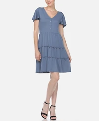 Women's Short Sleeve V-Neck Tiered Dress