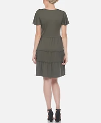 Women's Short Sleeve V-Neck Tiered Dress