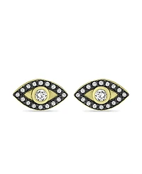 Giani Bernini Cubic Zirconia with Black Rhodium Evil Eye Stud Earrings, 18K Gold over Silver