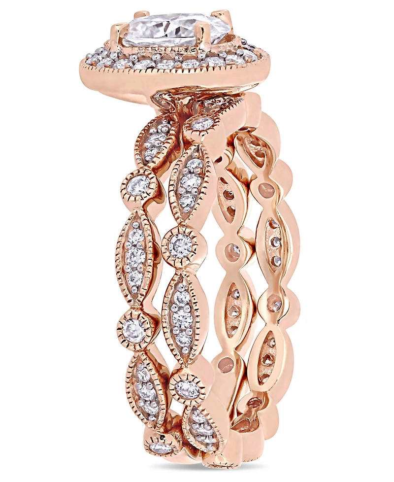Moissanite 10K Gold Vintage-Like Halo Infinity Bridal Ring Set, 2 Piece