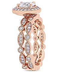 Moissanite 10K Gold Vintage-Like Halo Infinity Bridal Ring Set, 2 Piece
