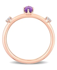 10K Rose Gold Amethyst and White Topaz Stackable Ring