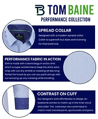 Men's Slim Fit Performance Long Sleeve Geometric Dress Shirt