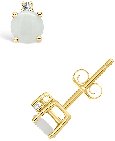 Opal (1/3 ct. t.w.) and Diamond Accent Stud Earrings 14K Yellow Gold