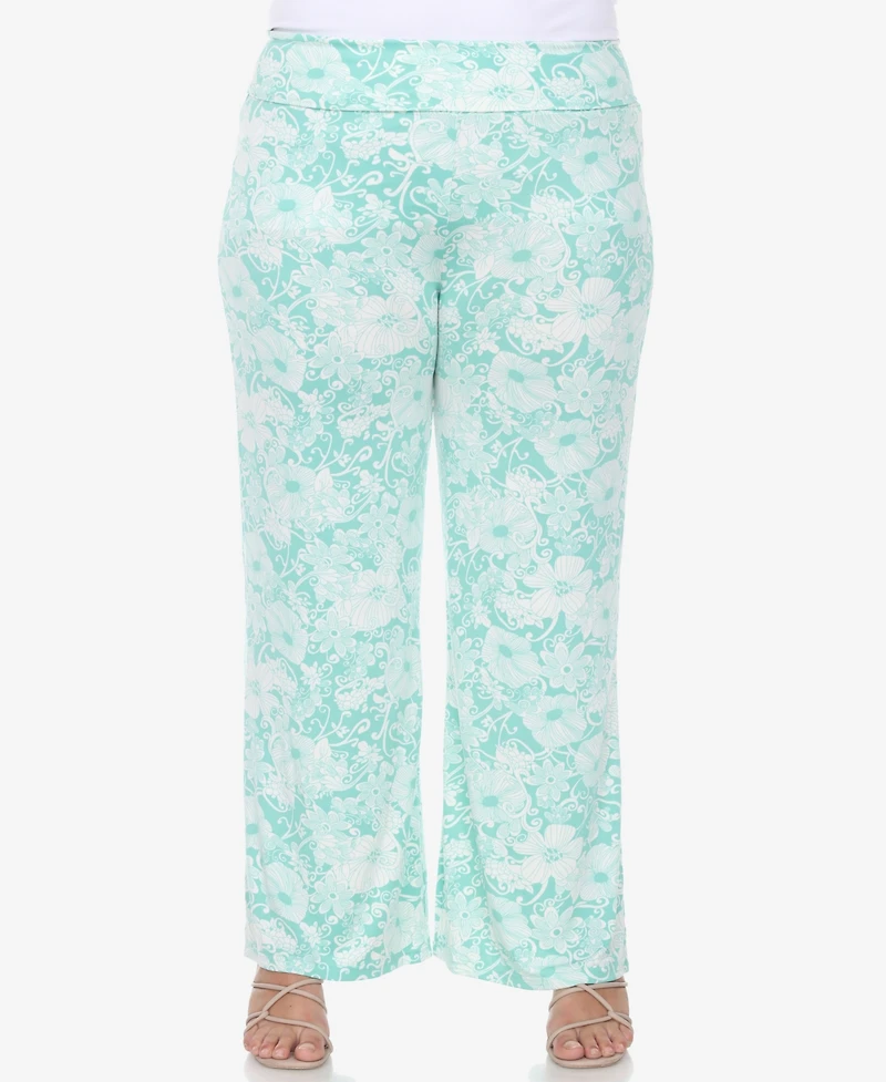 White Mark Plus Floral Paisley Palazzo Pants