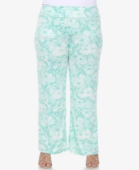 White Mark Plus Floral Paisley Palazzo Pants