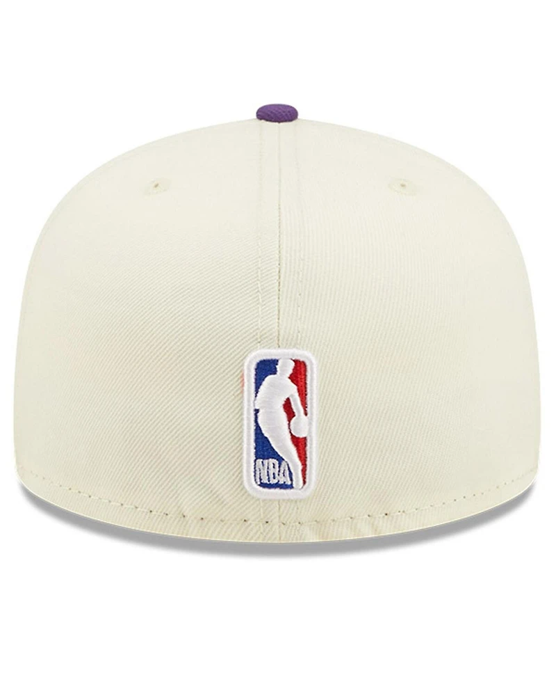 Men's New Era Cream, Purple Los Angeles Lakers 2022 Nba Draft 59FIFTY Fitted Hat