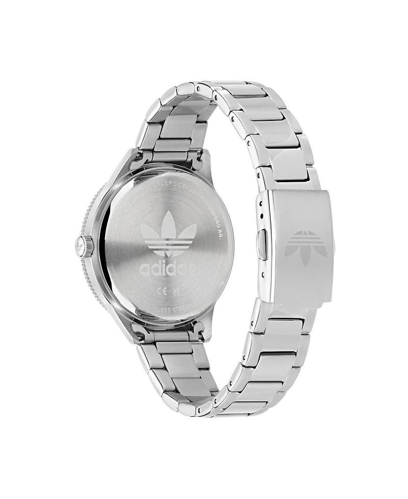 adidas Unisex Three Hand Edition Three Small Silver-Tone Stainless Steel Bracelet Watch 36mm