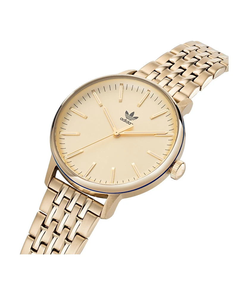 adidas Unisex Three Hand Code One Gold-Tone Stainless Steel Bracelet Watch 38mm