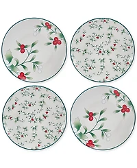 Winterberry Holiday Appetizer Plates, Set of 4
