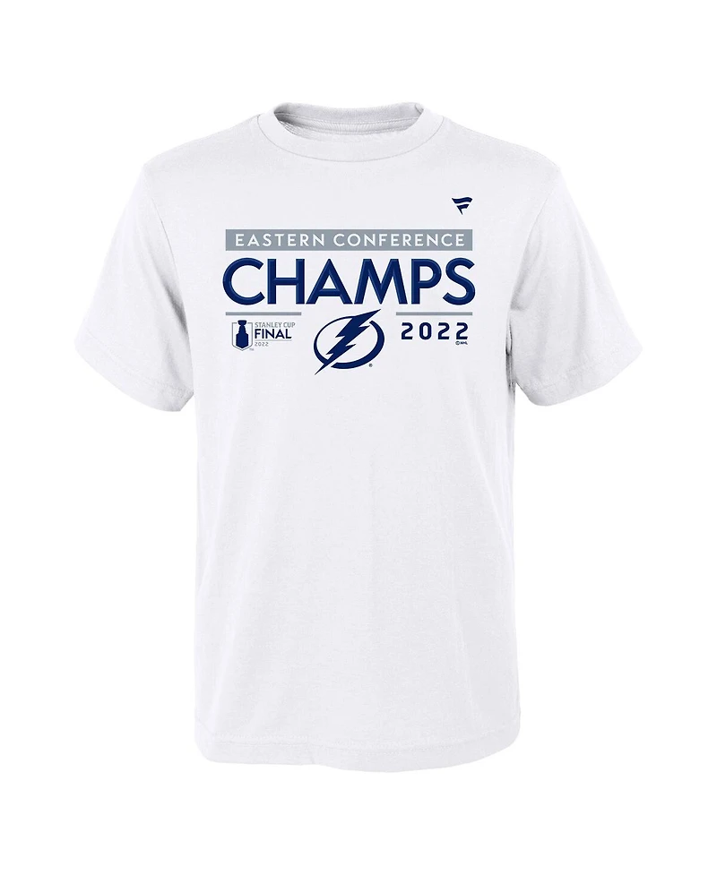 Big Boys and Girls Fanatics White Tampa Bay Lightning 2022 Eastern Conference Champions Locker Room T-shirt