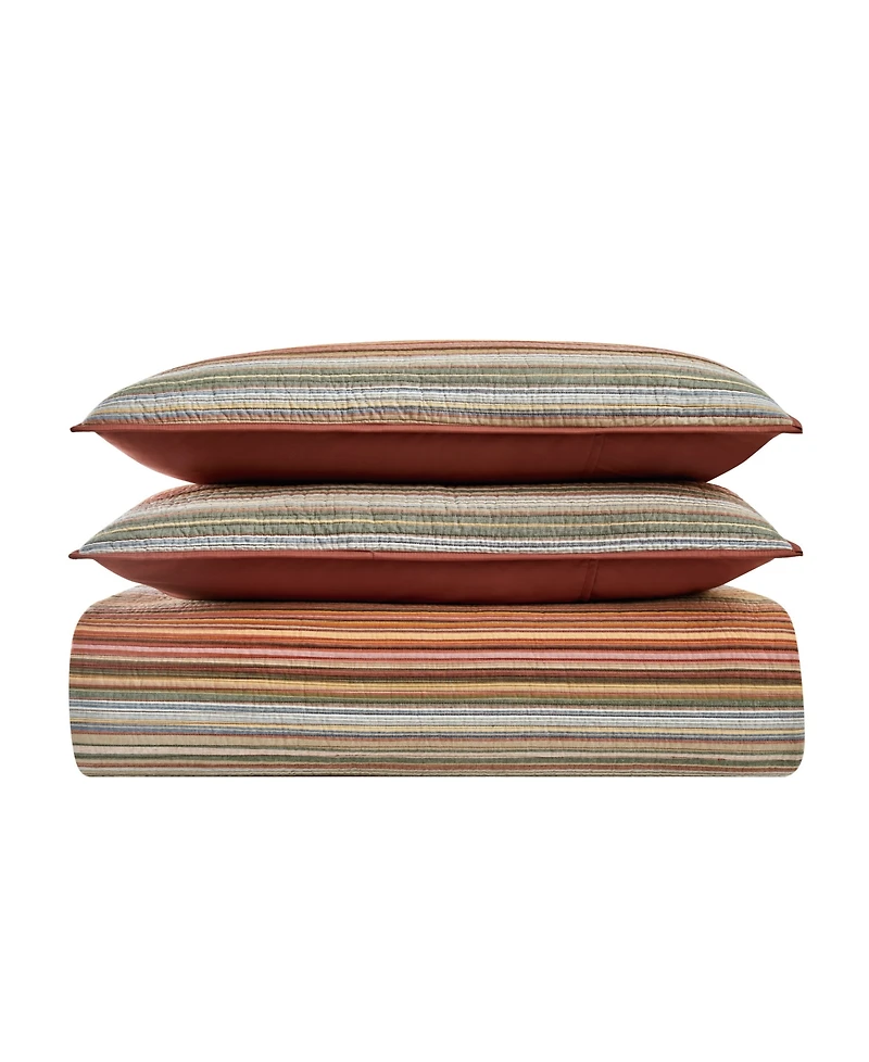 Brooklyn Loom Sunset Stripe Yarn Dye 3 Piece Quilt Set, Full/Queen