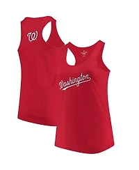 Women's Soft As A Grape Red Washington Nationals Plus Swing for the Fences Racerback Tank Top