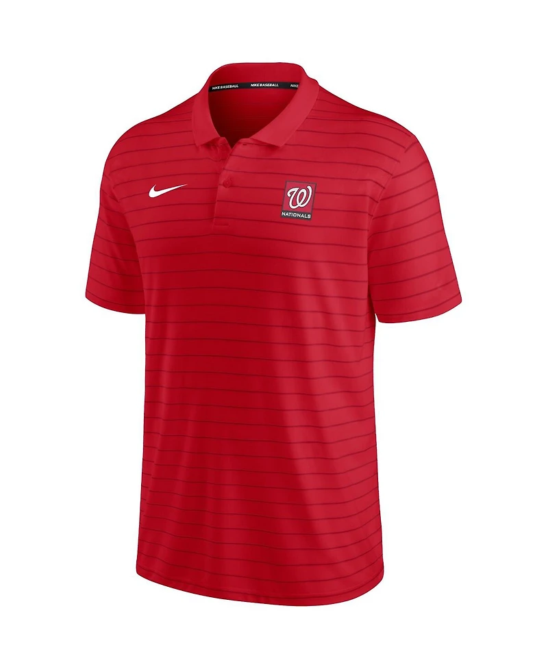 Men's Nike Red Washington Nationals Authentic Collection Striped Performance Pique Polo Shirt