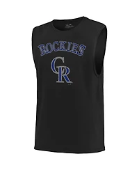 Men's Majestic Threads Black Colorado Rockies Softhand Muscle Tank Top