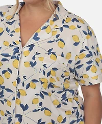 White Mark Plus 2 Piece Tropical Print Pajama Set