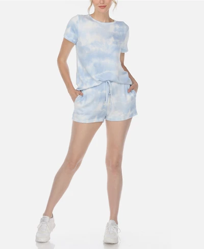 White Mark Women's 2 Piece Top Shorts Lounge Set