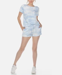White Mark Women's 2 Piece Top Shorts Lounge Set