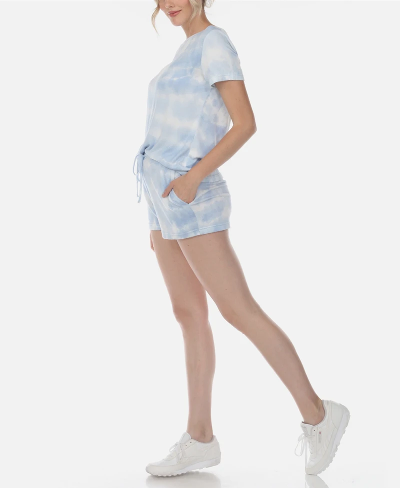 White Mark Women's 2 Piece Top Shorts Lounge Set