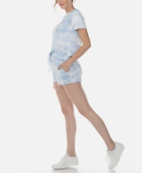 White Mark Women's 2 Piece Top Shorts Lounge Set
