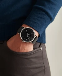 Ted Baker Men's Phylipa Black Leather Strap Watch 43mm
