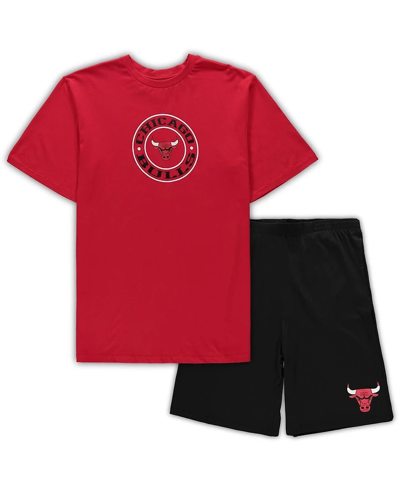 Men's Concepts Sport Red, Black Chicago Bulls Big and Tall T-shirt Shorts Sleep Set