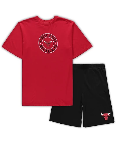 Men's Concepts Sport Red, Black Chicago Bulls Big and Tall T-shirt Shorts Sleep Set
