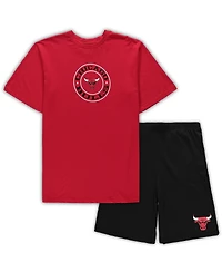 Men's Concepts Sport Red, Black Chicago Bulls Big and Tall T-shirt Shorts Sleep Set