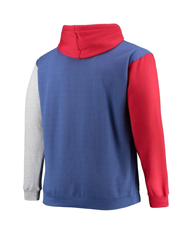 Men's Fanatics Royal, Red Philadelphia 76ers Big and Tall Double Contrast Pullover Hoodie