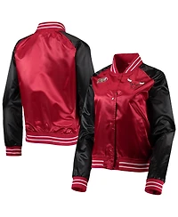 Women's Mitchell & Ness Red Chicago Bulls Hardwood Classics Raglan Satin Full-Snap Jacket