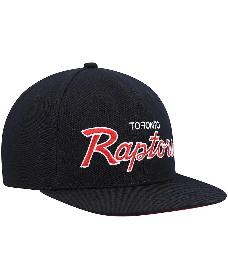 Men's Mitchell & Ness Black Toronto Raptors Hardwood Classics Script 2.0 Snapback Hat