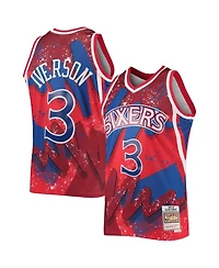 Men's Mitchell & Ness Allen Iverson Red Philadelphia 76ers Hardwood Classics 1996 Hyper Hoops Swingman Jersey