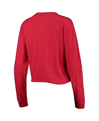 Women's New Era Red Washington Nationals Baby Jersey Cropped Long Sleeve T-shirt