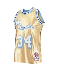 Men's Mitchell & Ness Shaquille O'Neal Gold Los Angeles Lakers 75th Anniversary 1996-97 Hardwood Classics Swingman Jersey